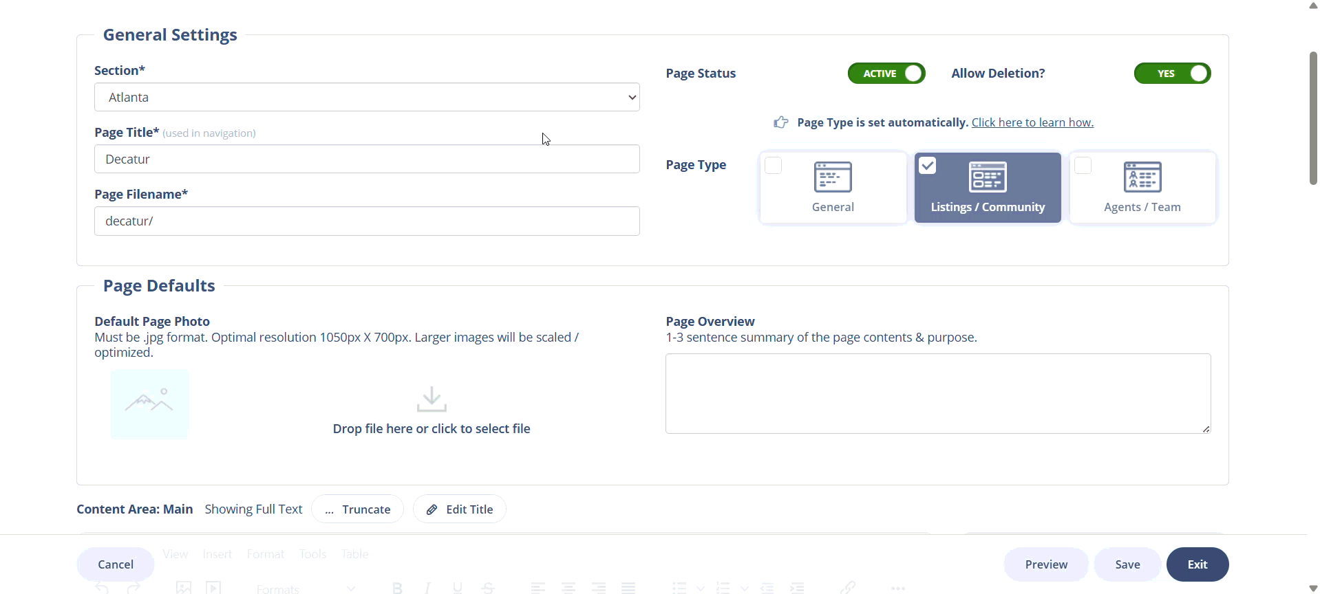 content label add page component
