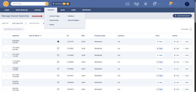 Navigating to Content Pages