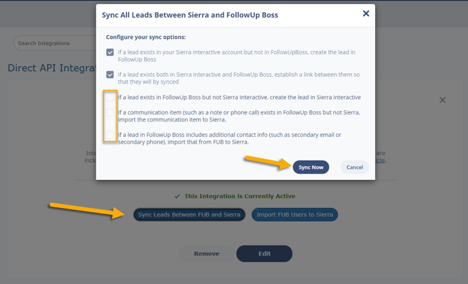 fub sync step