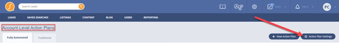 Finding Action Plan settings from the Action Plans page in Sierra's CRM