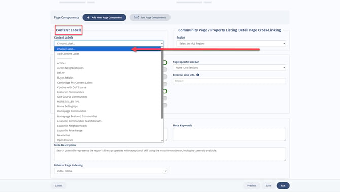 Applying Content Labels individually to Content Pages