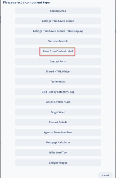 Select Links from Content Label