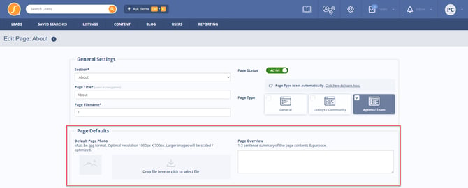Adding images and descriptions to a Content Page