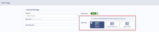 Choosing a Page Type for a Content Page