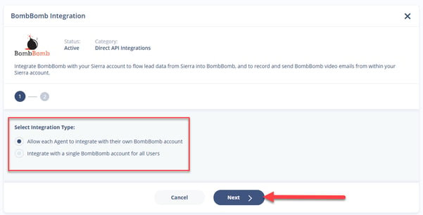 Completing the BombBomb and Sierra Interactive integration
