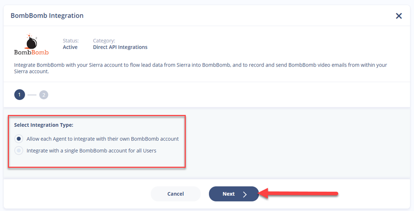 Completing the BombBomb and Sierra Interactive integration