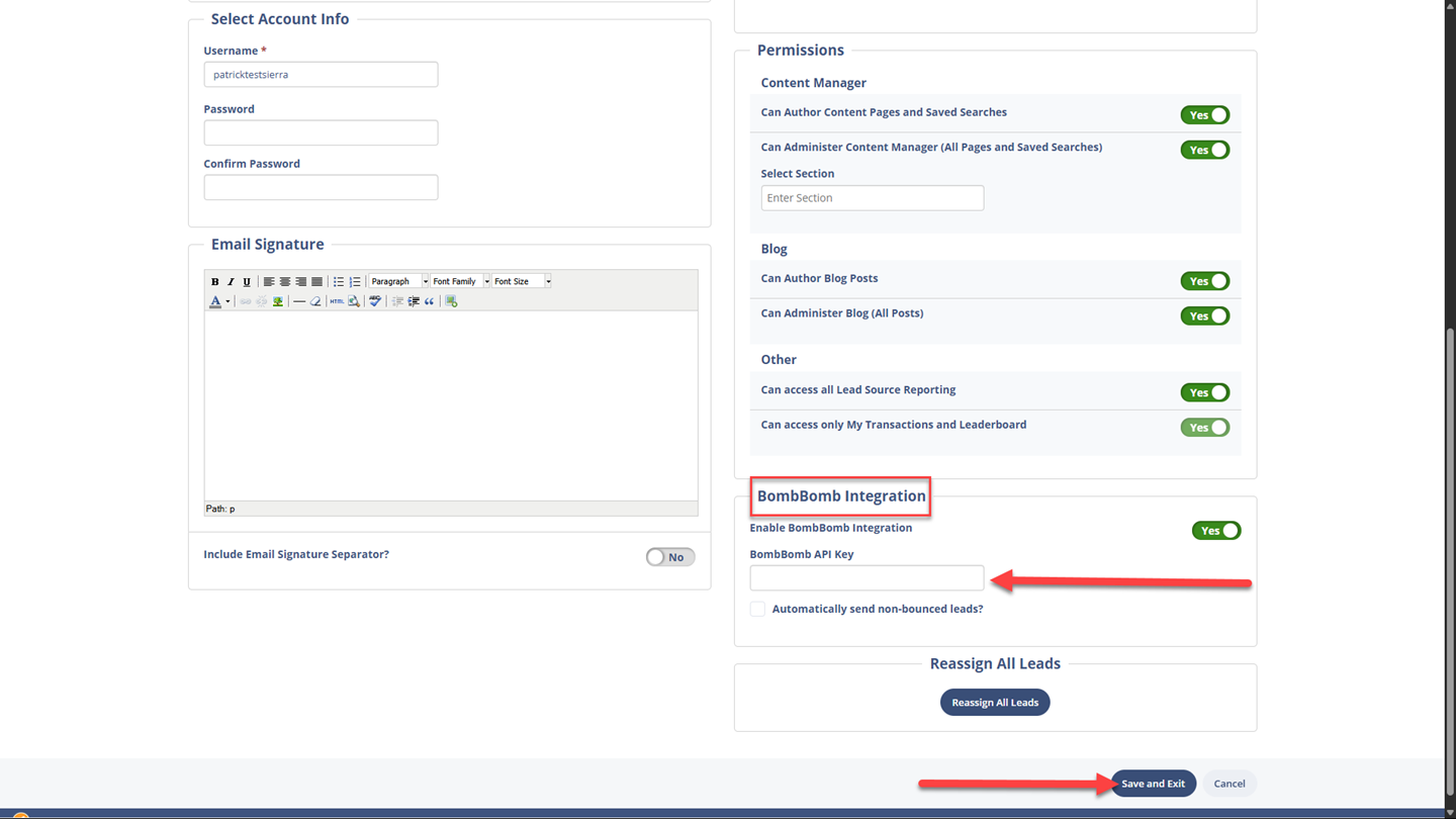 Enabling the BombBomb integration from the user perspective