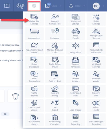 Navigating to Sierra's Global Site Settings