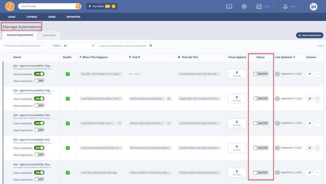 Activating Sierra Success Hub Automations