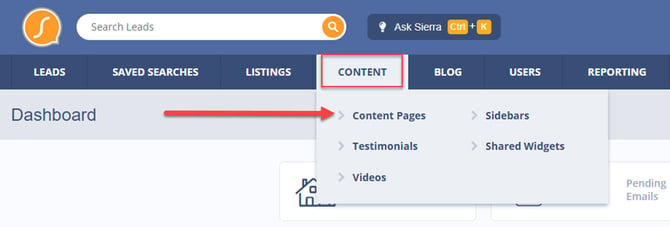 Navigating to Sierra's Content Management System