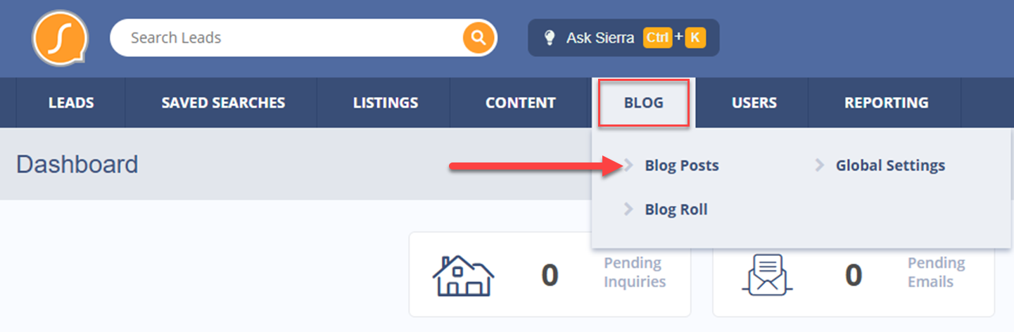 Navigate to Sierra's Blog to add more blog posts