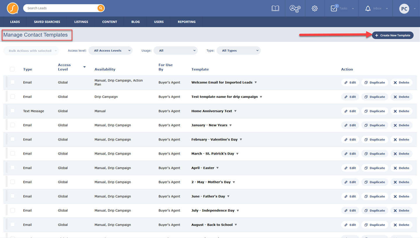 Create a new Contact Template