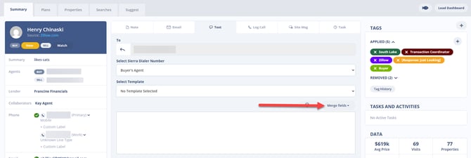 Using Merge Fields from the Lead Detail Page