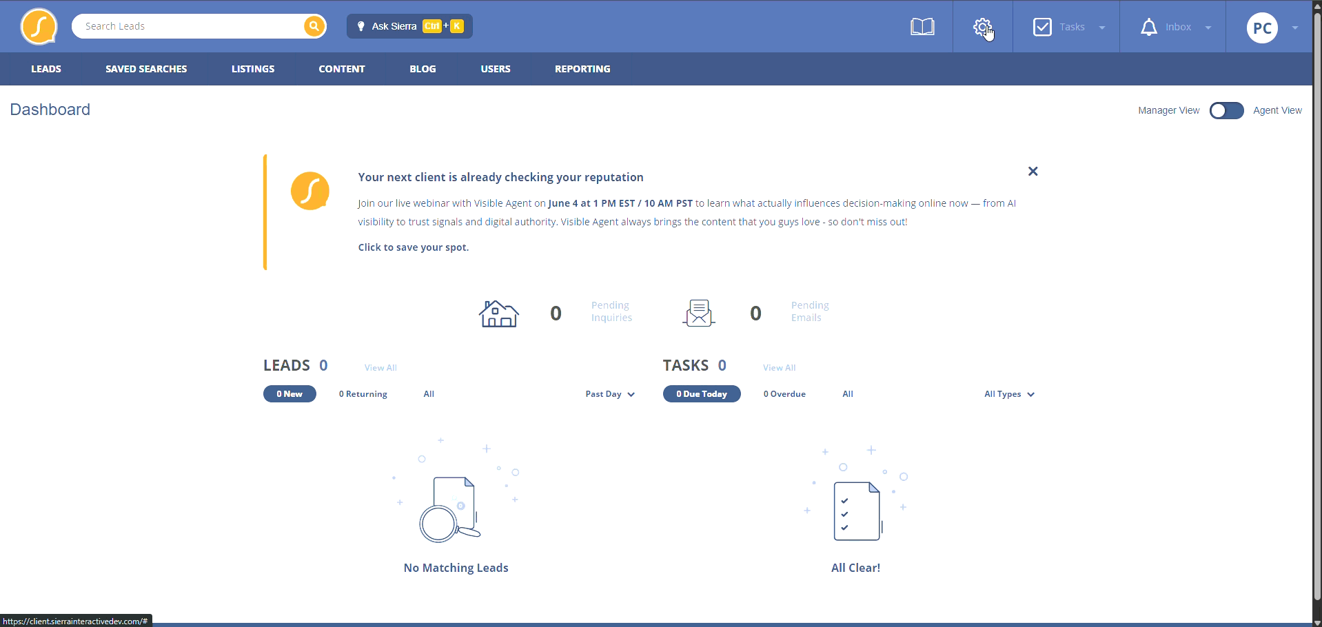 navigating to FUB integration