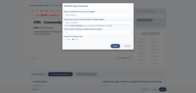 setting a saved search